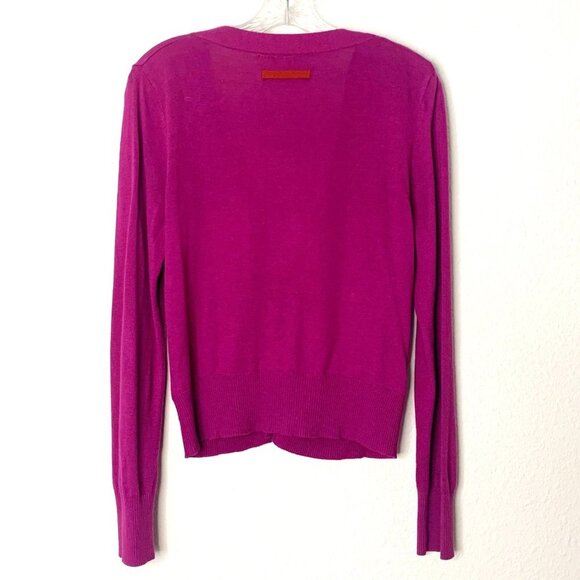 Anthropologie Moth Fuchsia Flutter Long Sleeve Cardigan Women’s Size Medium - Picture 2 of 10